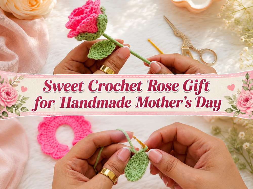 Sweet Crochet Rose Gift for Handmade Mother’s Day