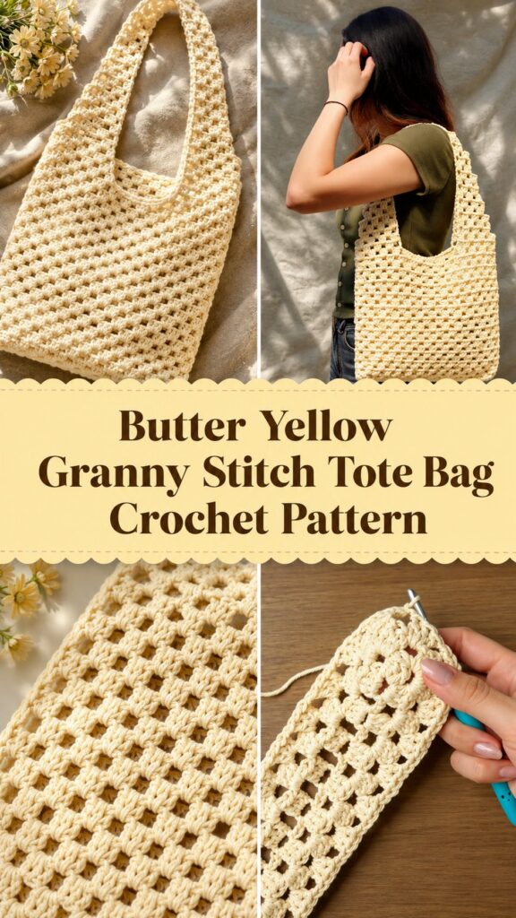 Butter Yellow Granny Stitch Tote Bag Crochet Pattern