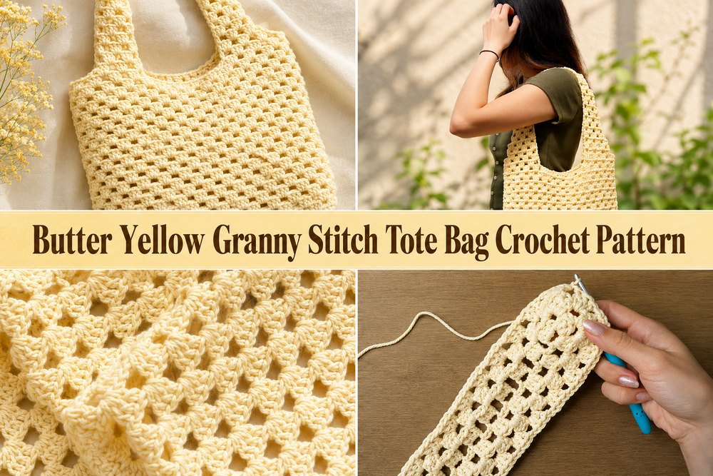Butter Yellow Granny Stitch Tote Bag Crochet Pattern